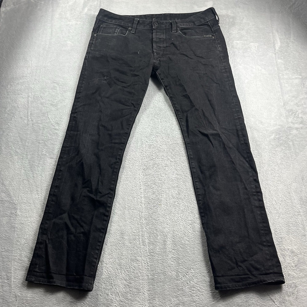 G Star Jeans Mens 36x30* Arc Zip 3D Slim Straight Black Button Fly Skate Grunge